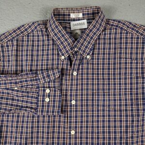 Peter Millar Shirt Mens Size XL Blue Plaid Casual Button Up Long Sleeve